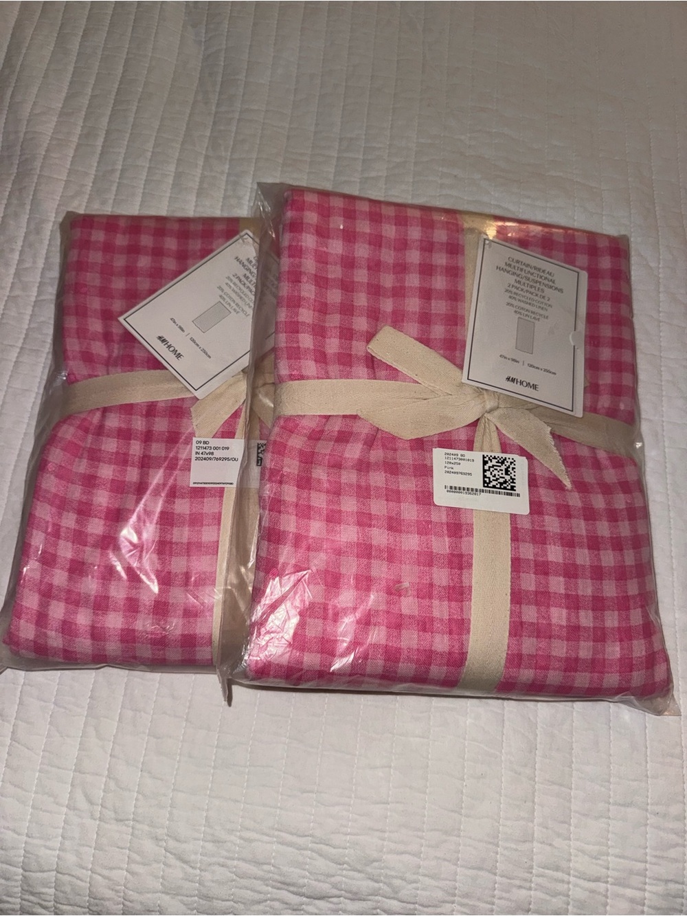 NWT H&M Pink Gingam Curtains